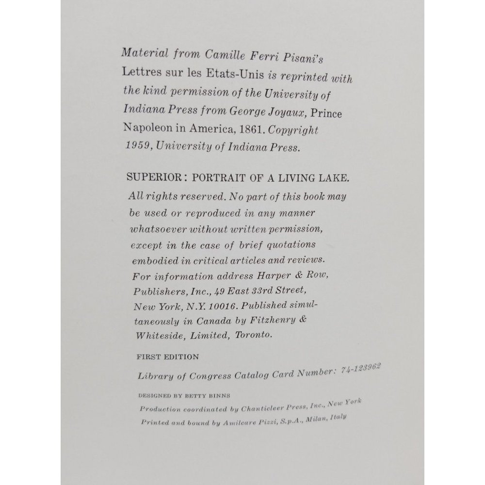 Superior. Portrait of a Living Lake First Edition Hardcover Book - Picture 2 of 16